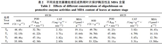 壳寡糖对高产花生叶片衰老及产量和品质的影响(图2)